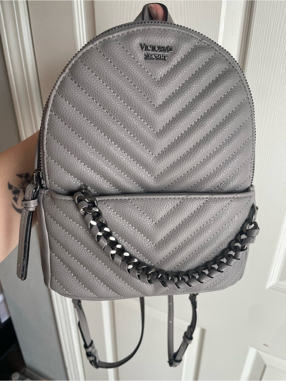 Victorias Secret Grey Quilted faux leather Women's Mini Backpack